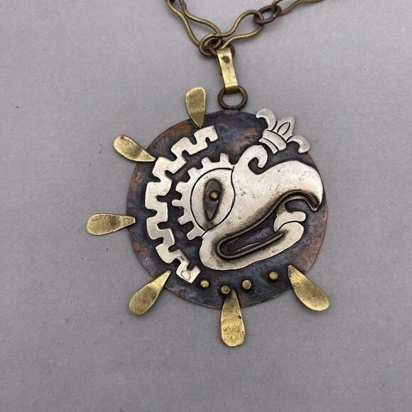 Maya Mexico Oversize Eagle Necklace Handmade - Picture 7 of 7